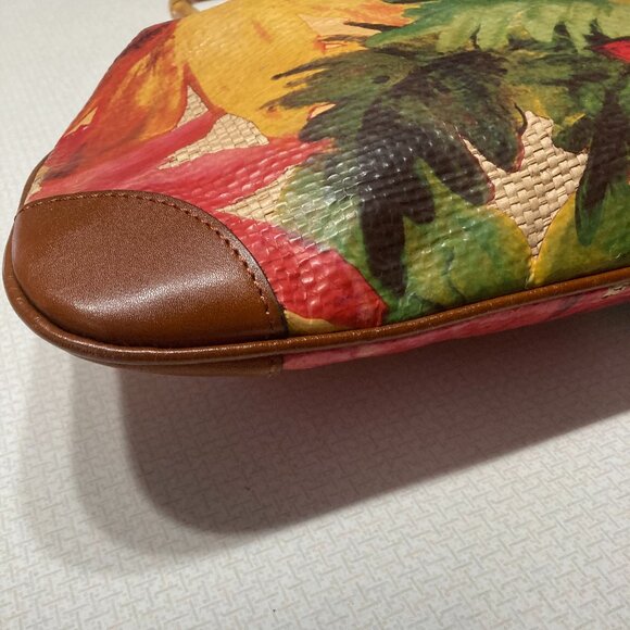 NWOT FINAL PRICE Patricia Nash Ozieri Leather & Raffia Tropical dreams Satchel - Picture 4 of 9